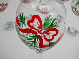 Lenox Holiday Gems Hand Painted Balloon Wine Glasses Set of Six. Set 1