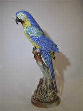 Will-George California Pottery Blue and Yellow Nesting Macaw Figurine Vase 1934-1956