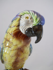 Will-George California Pottery Blue and Yellow Nesting Macaw Figurine Vase 1934-1956