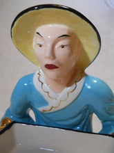 Mid Century Asian Male Servant with Tray Ceramic Figurine- Hand Painted