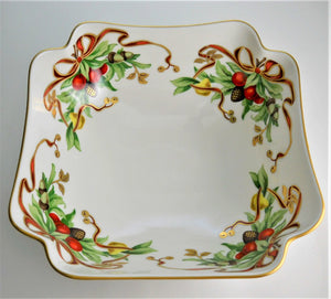 Tiffany and Co. Holiday White 9" Square Vegetable Bowl. Made In Japan