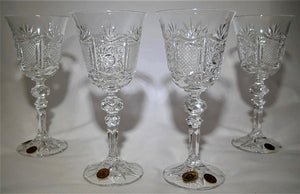 Bohemia Bardejov Cut Lead Crystal Wine Glasses Set of Four