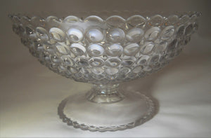 Thousand Eyes Clear EAPG Footed Candy Bowl by  Richards & Hartley Glass Company, c.1887