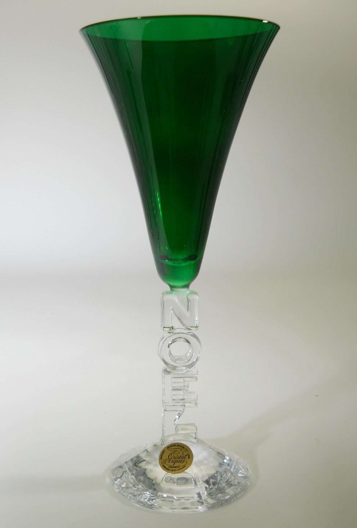 Cristal D'Arques NOEL Emerald Green Holiday Water Goblet Collection of Eight. 2000-2006