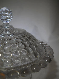 Thousand Eyes EAPG Richards and Hartley Glass Company Footed Candy Dish with Lid, c.1887