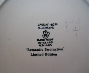 UNIKAT Ceramica Artystyczna  Poland "Romantic Fascination" Ceramic Pottery Basket and Small Jar/Vase Pair "Limited Edition