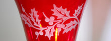 Lenox Holiday Gems Blown Glass Ruby Fluted Champagne with Etched Holly Collection of Eight. 1999-2010