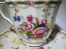 Duchess London Collection Floral, Swag and Basket Bone China Tea Cup and Saucer Set.