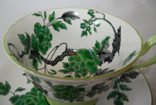 Shelley England Ovington/ Chippendale Green  Fine Bone China Green and Black Floral Tea Cup and Saucer Set
