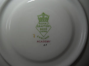 Royal Grafton/ A.B. Jones & Sons Academy Green Bone China Tea Cup and Saucer Set. c.1949-1957