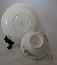 E.B. Foley England Windsor Green/ tan and Floral Bone China Tea Cup and Saucer Set