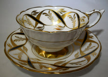 Royal Stafford England Bone China Black and Gold Ribbon Weave Teacup and Saucer Set