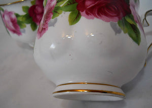 Royal Albert Old English Rose 3-Piece Bone China Tea Cup, Saucer, Plate Set.