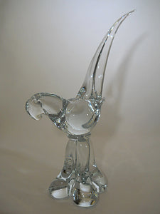 Clear Blown Art Glass 14" Parrot Figurine