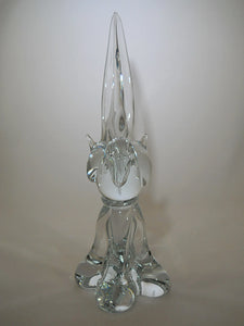 Clear Blown Art Glass 14" Parrot Figurine