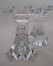 Rogaska Triangle Crystal Pillar Candle Holder Pair