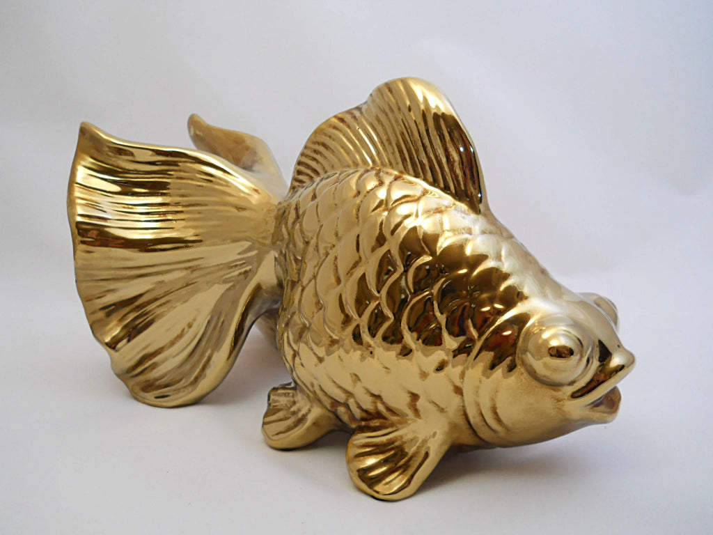 Statuette porcelain Goldfish offers gilding decor for home wondeful