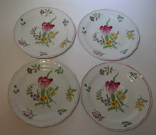 Spode Marlborough Sprays Flat Soup Bowl and Saucer Collection of Four, England.