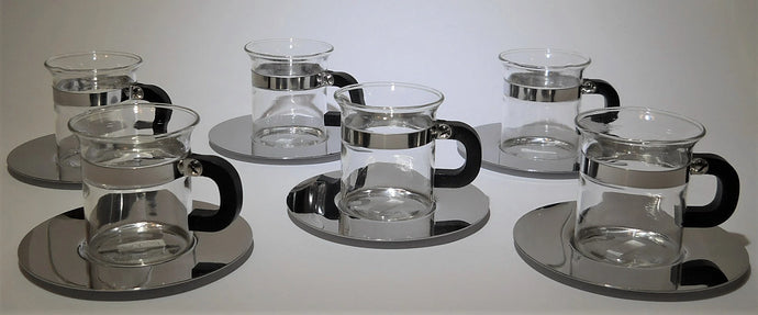 Bodum Bistro-Style Glass and Steel Espresso Cups Collection of Six