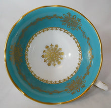 Royal Grafton England Teal and Gold Fine Bone China Tea Cup and Saucer Pair