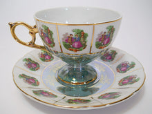 Empress By Haruta Lusterware Pedestal Courting Couple Cup/ Saucer Set