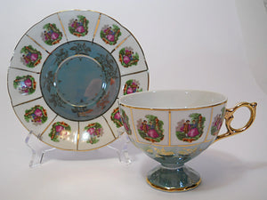 Empress By Haruta Lusterware Pedestal Courting Couple Cup/ Saucer Set
