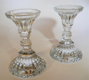 Rogaska Crystal Dual Pillar and Taper Candle Holder Set of Two