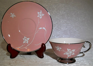  Flintridge Damask Leaf Pink Vintage 69-Piece Dinnerware/ Tableware Collection for Eleven, (Soup Bowls Included)