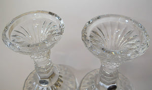 Rogaska Handmade Crystal Dual Pillar and Taper Candle Holder Set of Two