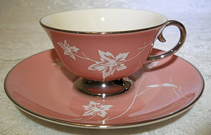  Flintridge Damask Leaf Pink Vintage 69-Piece Dinnerware/ Tableware Collection for Eleven, (Soup Bowls Included)