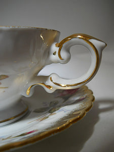 Royal Sealy China Pink Rose and Gold Porcelain Teacup/Saucer Set. c.1950's