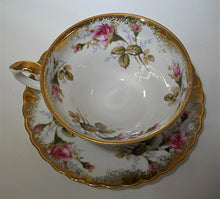 Royal Sealy China Pink Rose and Gold Porcelain Teacup/Saucer Set.