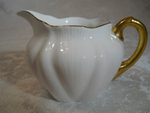 Shelley Regency White Fine Bone China Teacup/Saucer/Creamer/Open Sugar Bowl Set