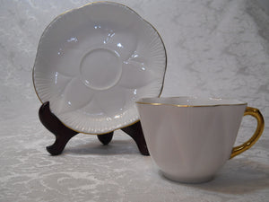 Shelley Regency White Fine Bone China Teacup/Saucer/Creamer/Open Sugar Bowl Set