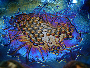 Fenton  Imperial Grape Electric Purple/Blue Carnival Glass Bowl.