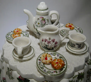 Portmeirion England Botanic Garden Handmade Large Teapot with Miniature Teapot and Food  on Lid