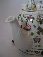 Portmeirion England Large Botanic Garden Handmade Teapot with Miniature Teapot and Pastries on Lid