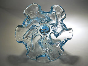 Fenton Light Blue Paisley and Swirl Design Glass Bell