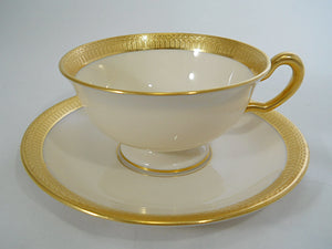 Lenox Marshall Field and Co., Chicago,  Ivory and Gold Gilt Teacup/Saucer Set. c.1912