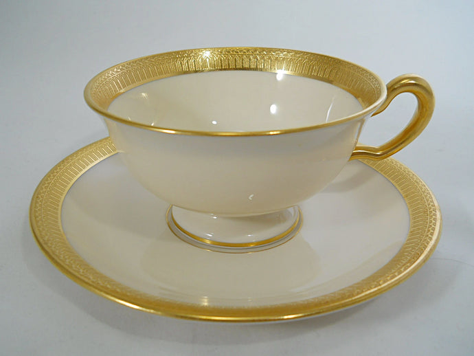 Lenox Marshall Field and Co., Chicago,  Ivory and Gold Gilt Teacup/Saucer Set. c.1912