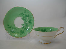Paragon Double Royal Warrant Hand Painted Mint Green and Roses Teacup and Saucer Set. England, 1939-1949