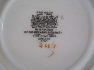 Paragon Double Royal Warrant Chrysanthemum Mint Green and Black Bone China Tea Cup and Saucer Set. England, 1939-1949