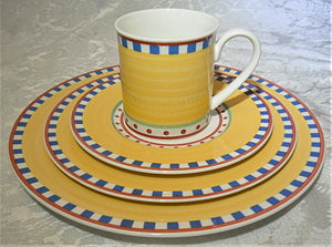 Villeroy and Boch Germany Fine China Twist Bea Yellow, Blue and Red 6-Piece Dinnerware/ Tableware Place Setting