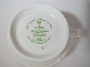 Queen's Royal Horticultural Society The Garden Fine Bone China Mug Collection of Four. England.