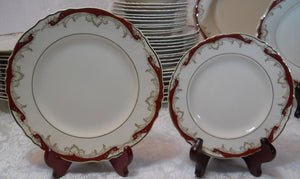   Syracuse China Radcliffe 84-Piece Ivory and Maroon Dinnerware / Tableware Collection for  Eleven