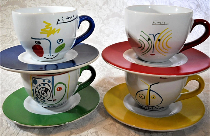 Picasso Crayon Collection by Masterpiece Editions Four Demitasse Cup & Saucer Sets , 1996