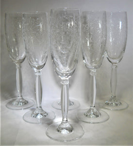 Pier 1 Eliza Fluted Champagne Glasses Collection of Six