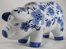 Nantucket Blue and White Floral Porcelain Pig 