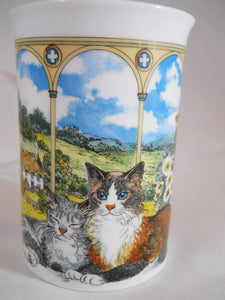 Dunoon England Fine Bone China Cat Themed Mugs Set of Five