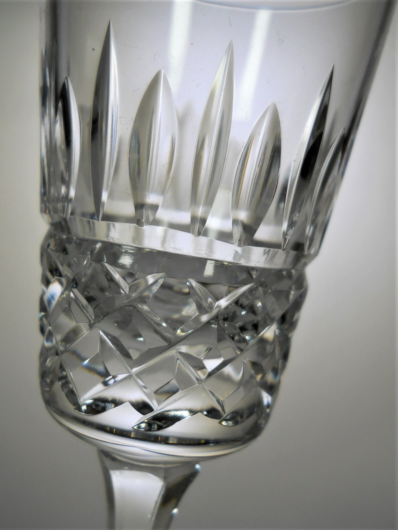 Set Of 4 Cut Crystal Wine Glasses 8” Cocktail 8 Oz Panels 3.25” Hexagon  Stem